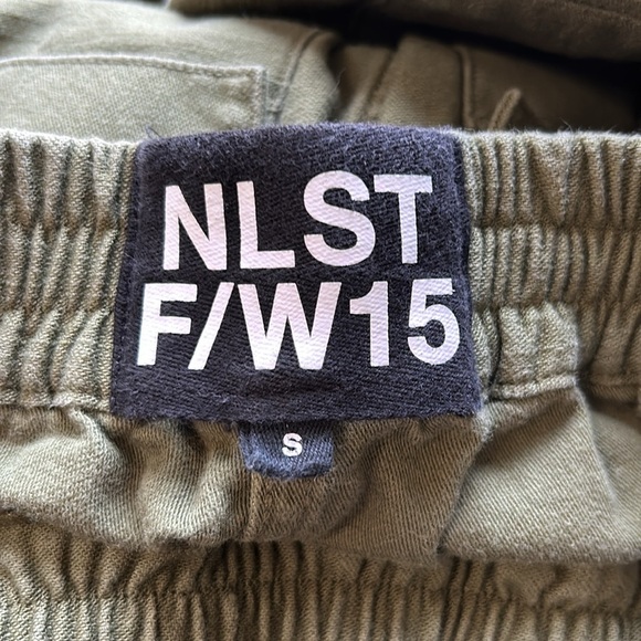 NLST FW15 Jogger Japanese Fabric Army Green Pant Pockets Slouchy Sz S - Picture 10 of 14